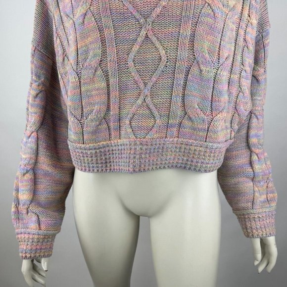 Urban Outfitters UO Hazel Notch Neck Cable Knit Sweater Women M NWT Long‎ Sleeve - Picture 7 of 13